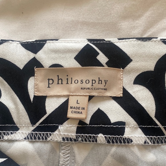 Philosophy Black and White Patterned Straight Capri Pants - Picture 6 of 7